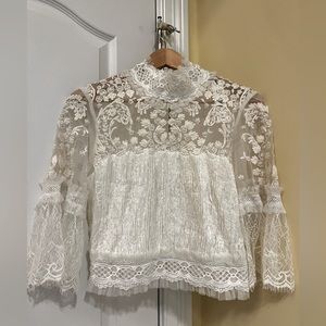 Beaded Lace Back Zip Alicia and Olivia Top